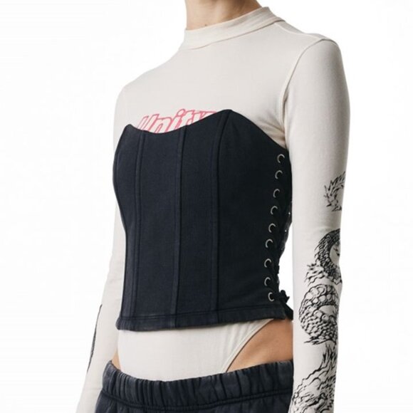 H&M Heron Preston Collab Limited Edition Black Washed Look Corset M NWT - Picture 2 of 11